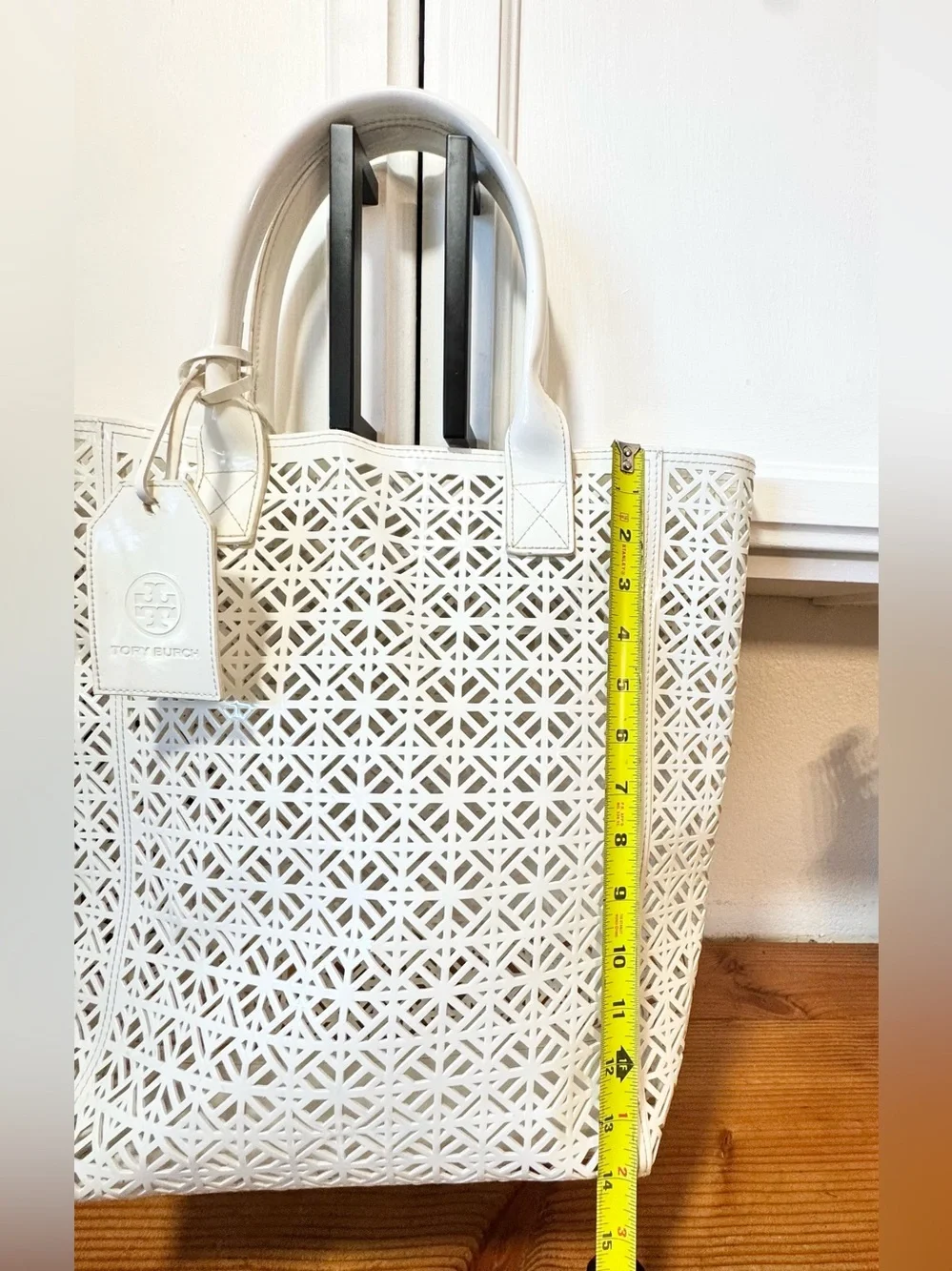 Tory Burch White Perforated Tote Bag